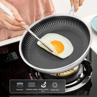 Sartén de acero inoxidable antiadherente de panal con tapa