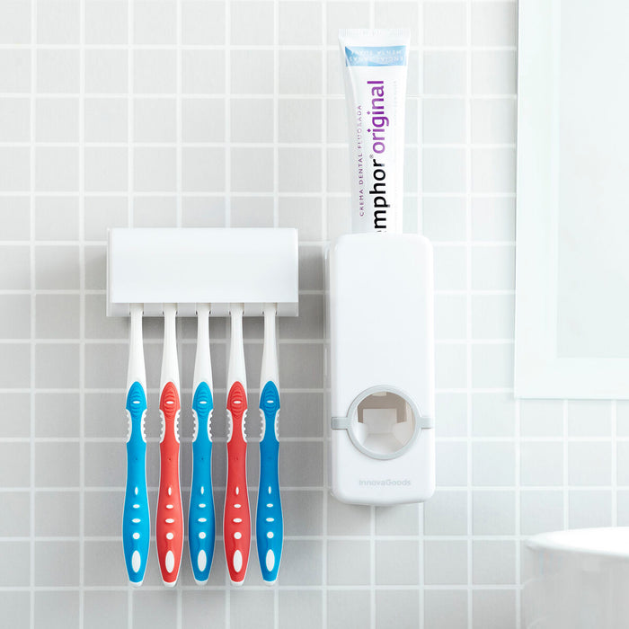 Dispensador de pasta de dientes con soporte para cepillos