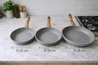 Juego de 3 sartenes de granito antiadherente 20-24-28 cm