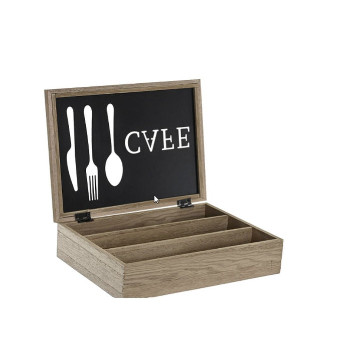 Organizador de cubiertos vintage de madera y metal