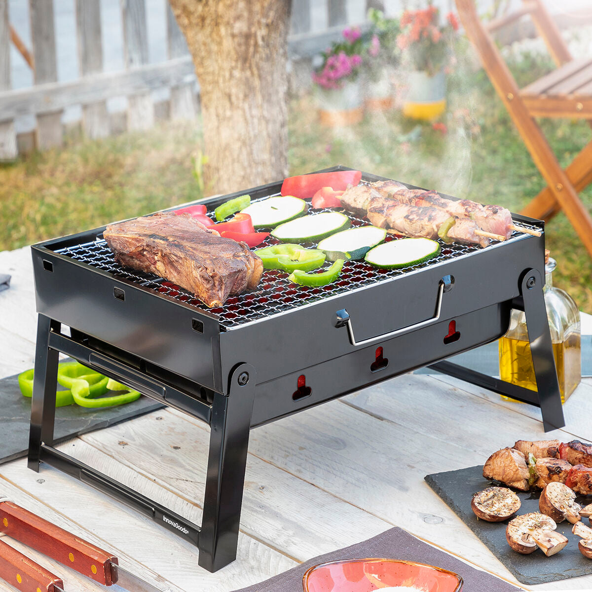 Barbacoa plegable portátil de carbón